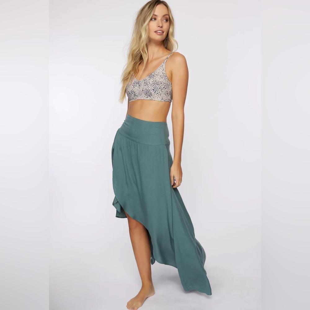 O’Neill Ambrosia High Low Maxi Skirt Sage Green Boho Resort Festival  XS  NWT - Picture 3 of 13